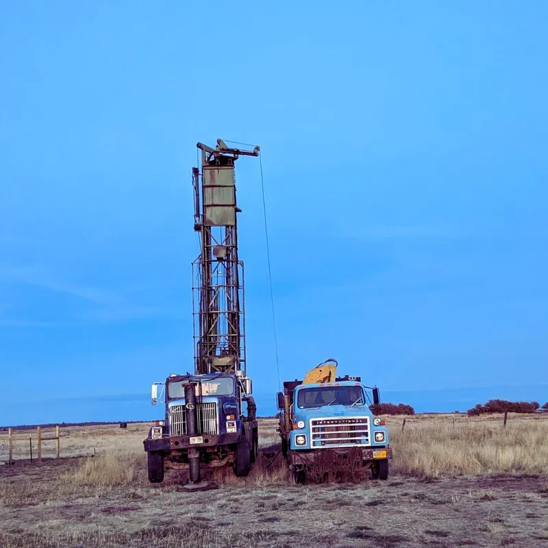 Water well drilling rig on a rural property in Eastern Washington